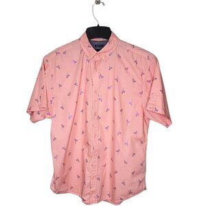 Drill Company Clothing Women's Reflective Flamingo Button Up Short Sleeve Shirt